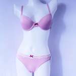 Basic design plain color cotton bra and panty suit